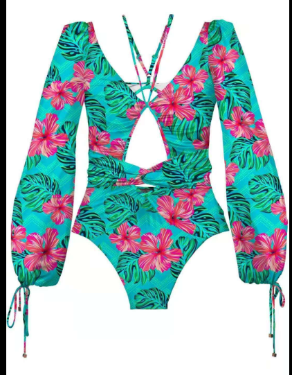 Vintage Long Sleeve Swimwear