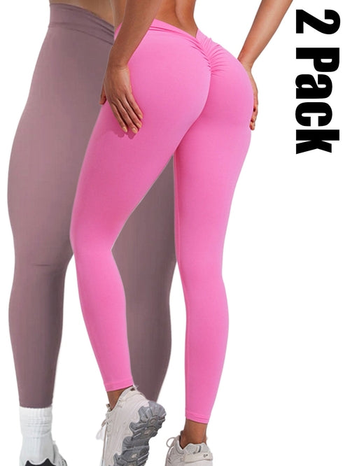 2 Pack High Waisted Leggings For Women-Soft Athletic Tummy Control