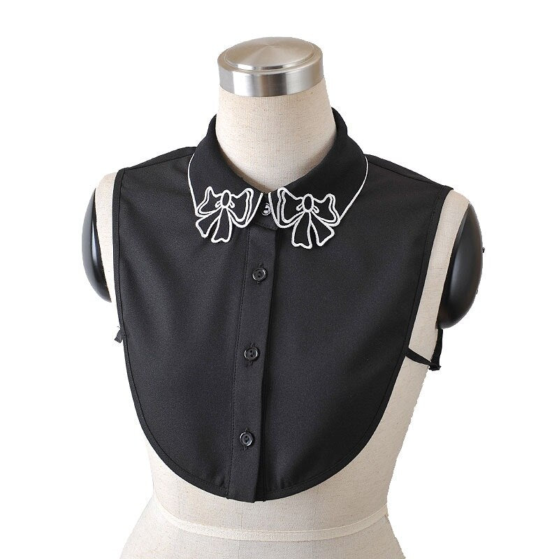 Embroidery Bows Women Collar Shirt